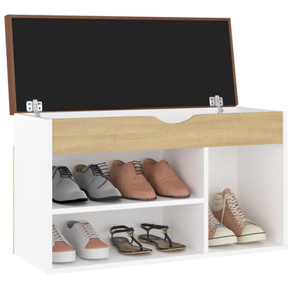 Bench Shoes Cushion White Sonoma Oak 80x30x47 Multilayer