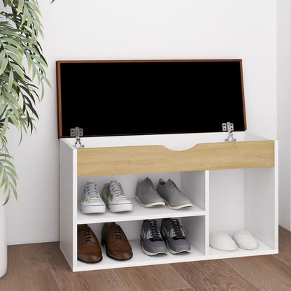 Bench Shoes Cushion White Sonoma Oak 80x30x47 Multilayer