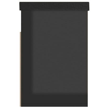 Panca Porta Scarpe Cuscino Nero Lucido 80x30x47cm Multistrato - homemem39