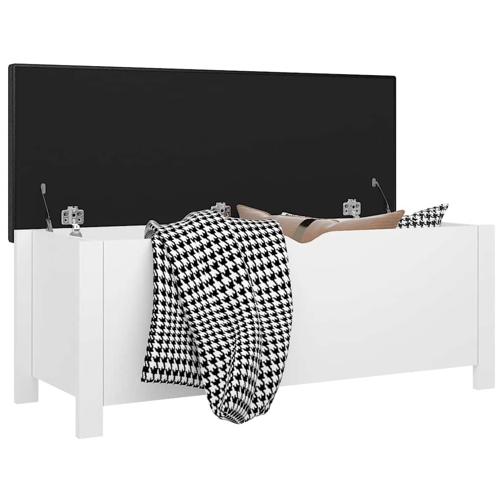 Contenitore con Cuscino Bianco 105x40x45cm Legno Multistrato