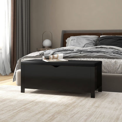 Contenitore con Cuscino Nero 105x40x45cm Legno Multistrato | homemem39