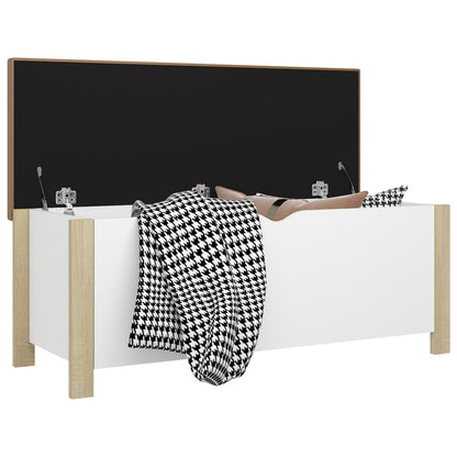 Scatola con Cuscino Bianco Rovere Sonoma 105x40x45 Multistrato - homemem39