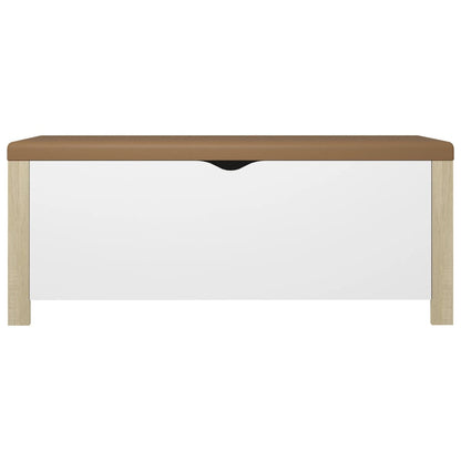 Scatola con Cuscino Bianco Rovere Sonoma 105x40x45 Multistrato - homemem39