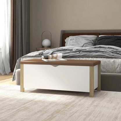 Scatola con Cuscino Bianco Rovere Sonoma 105x40x45 Multistrato - homemem39