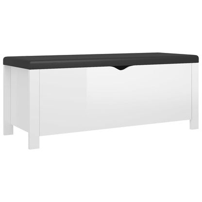 Contenitore con Cuscino Bianco Lucido 105x40x45cm Multistrato | homemem39