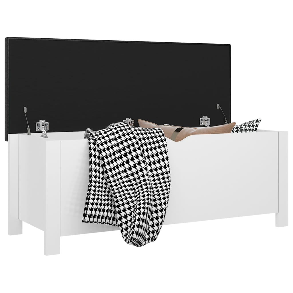 Contenitore con Cuscino Bianco Lucido 105x40x45cm Multistrato | homemem39