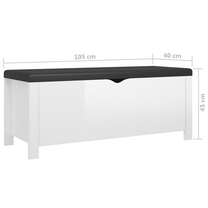 Contenitore con Cuscino Bianco Lucido 105x40x45cm Multistrato | homemem39