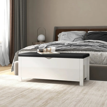 Contenitore con Cuscino Bianco Lucido 105x40x45cm Multistrato | homemem39