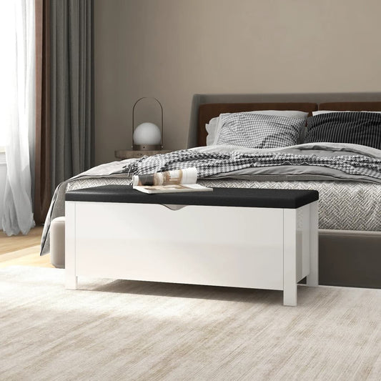 Contenitore con Cuscino Bianco Lucido 105x40x45cm Multistrato | homemem39