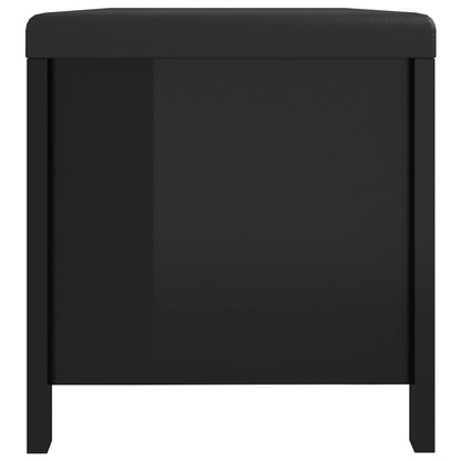 Contenitore con Cuscino Nero Lucido 105x40x45cm Multistrato - homemem39