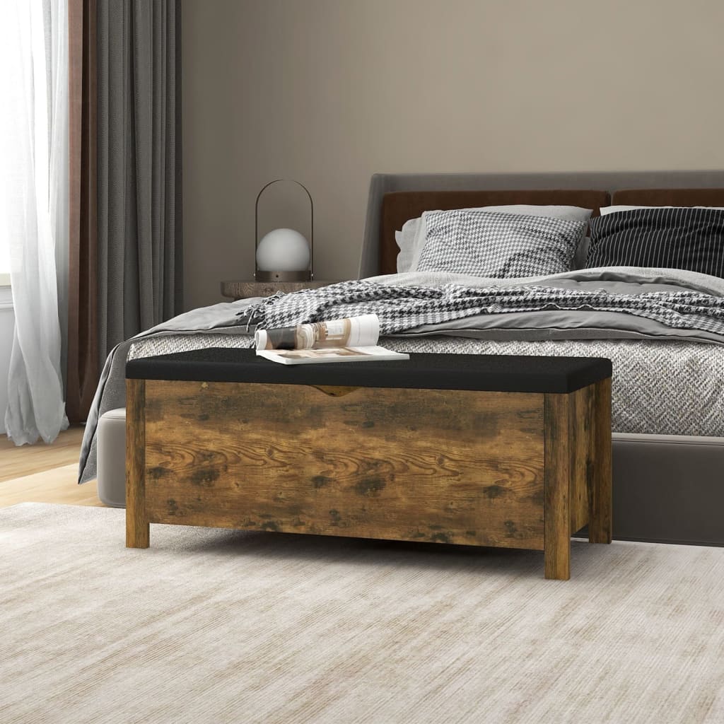Contenitore con Cuscino Rovere Fumo 105x40x45cm Multistrato | homemem39