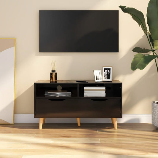 Mobile Porta TV Nero Lucido 90x40x48,5 cm Legno Multistrato - homemem39