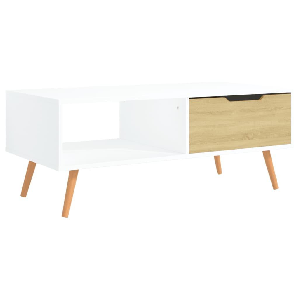 Tavolino Salotto Bianco Rovere Sonoma 100x49,5x43cm Multistrato | homemem39