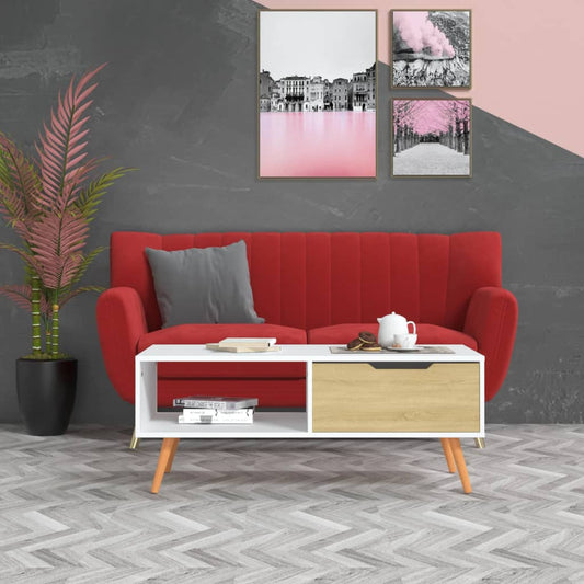 Tavolino Salotto Bianco Rovere Sonoma 100x49,5x43cm Multistrato | homemem39