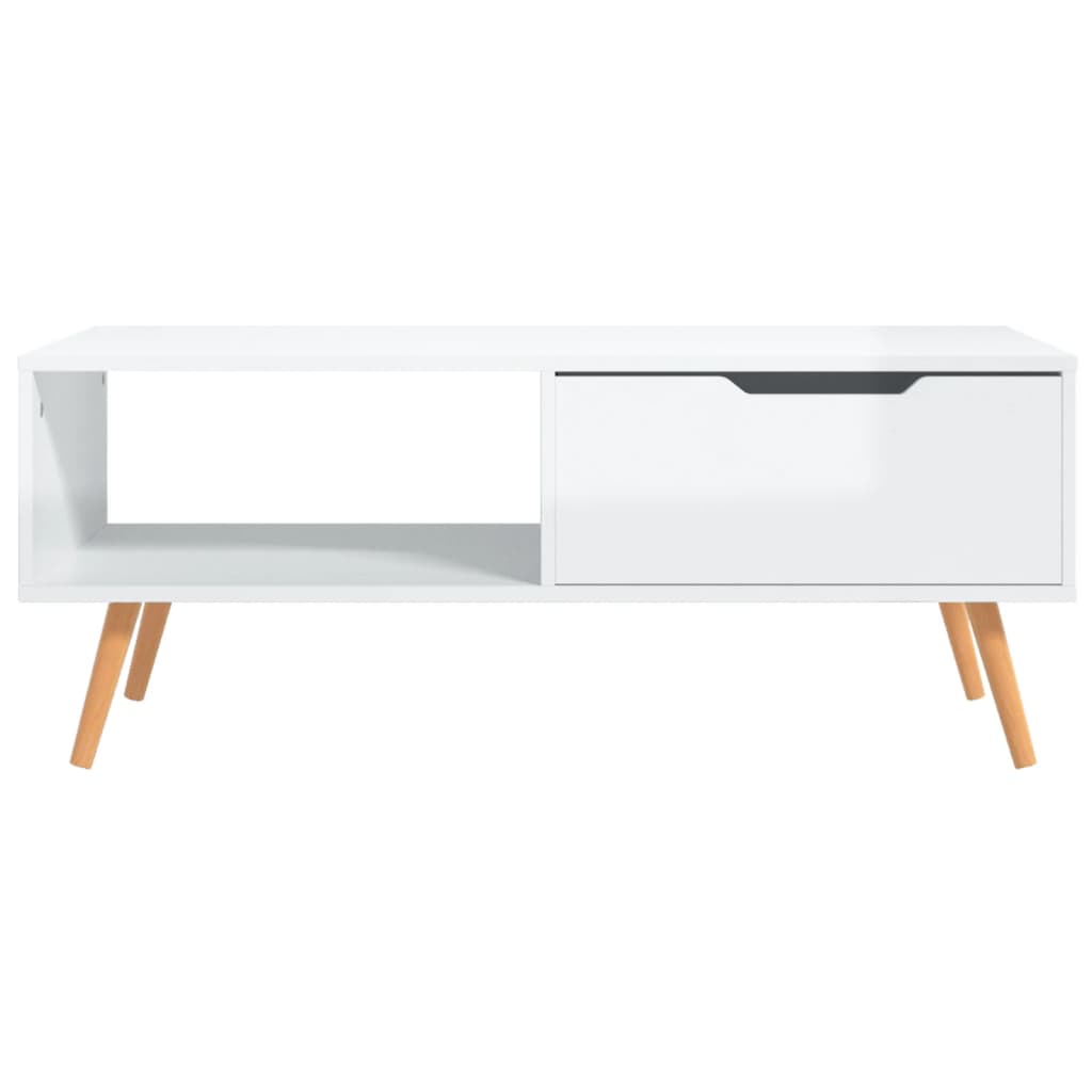 Tavolino Salotto Bianco Lucido 100x49,5x43 cm Legno Multistrato | homemem39