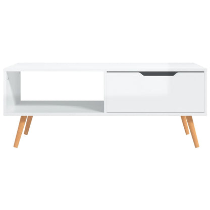 Tavolino Salotto Bianco Lucido 100x49,5x43 cm Legno Multistrato | homemem39