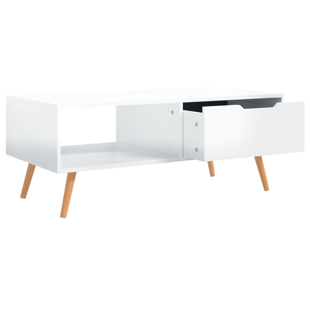 Tavolino Salotto Bianco Lucido 100x49,5x43 cm Legno Multistrato | homemem39