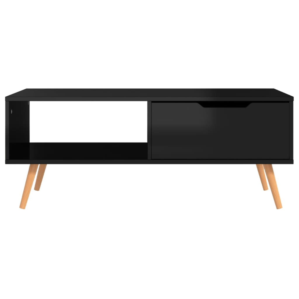 Tavolino Salotto Nero Lucido 100x49,5x43 cm Legno Multistrato | homemem39