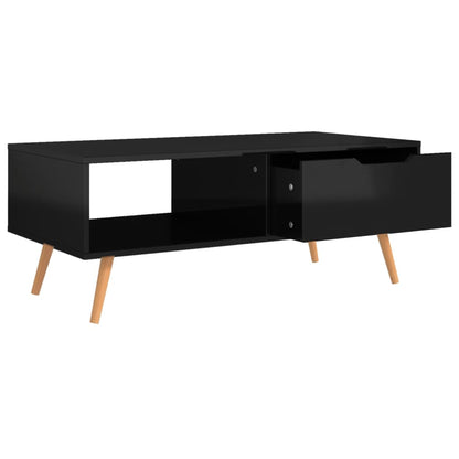 Tavolino Salotto Nero Lucido 100x49,5x43 cm Legno Multistrato | homemem39