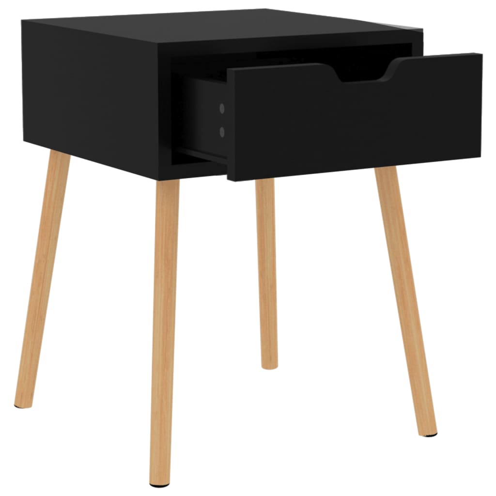 Comodino Nero Lucido 40x40x56 cm in Legno Multistrato - homemem39