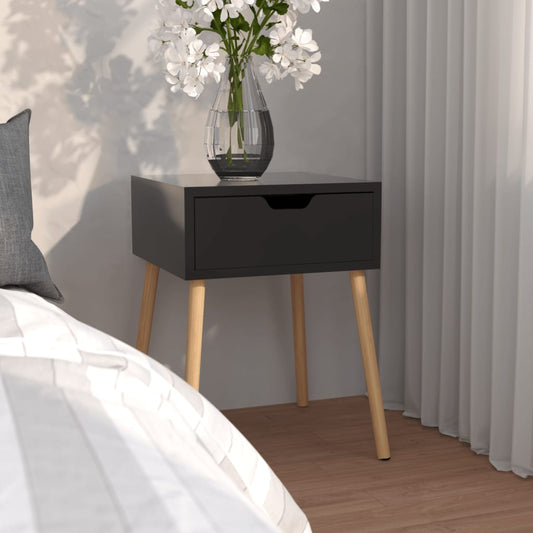 Comodino Nero Lucido 40x40x56 cm in Legno Multistrato - homemem39