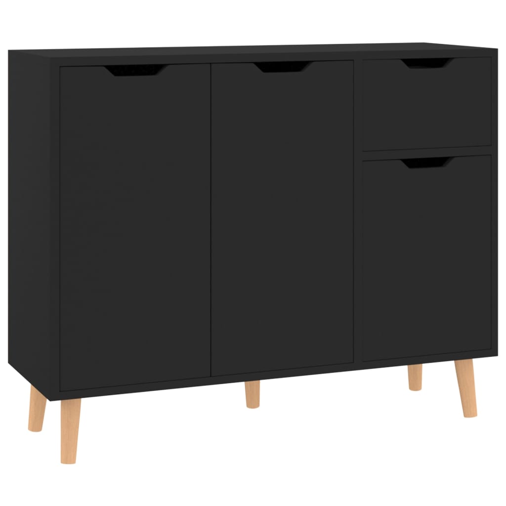 Credenza Nera 90x30x72 cm in Legno Multistrato - homemem39