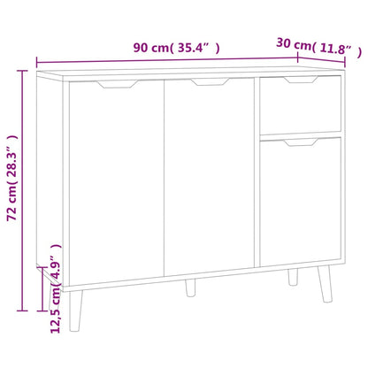 Credenza Nera 90x30x72 cm in Legno Multistrato - homemem39