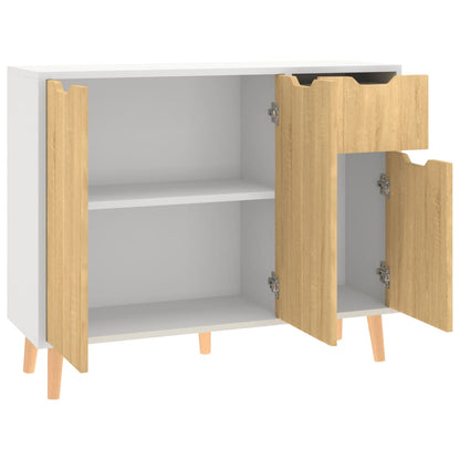 Credenza Bianca e Rovere Sonoma 90x30x72cm in Legno Multistrato - homemem39