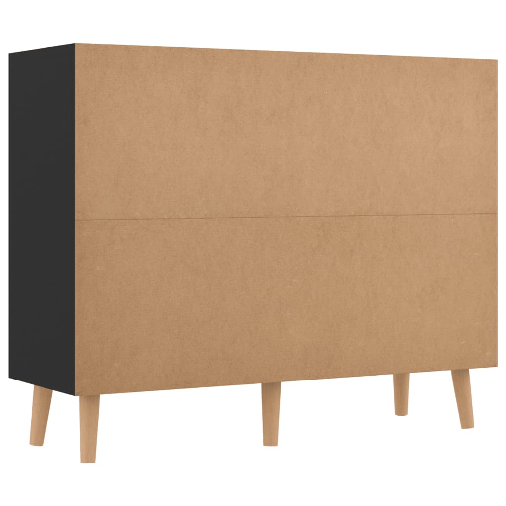 Credenza Nero Lucido 90x30x72 cm in Legno Multistrato - homemem39