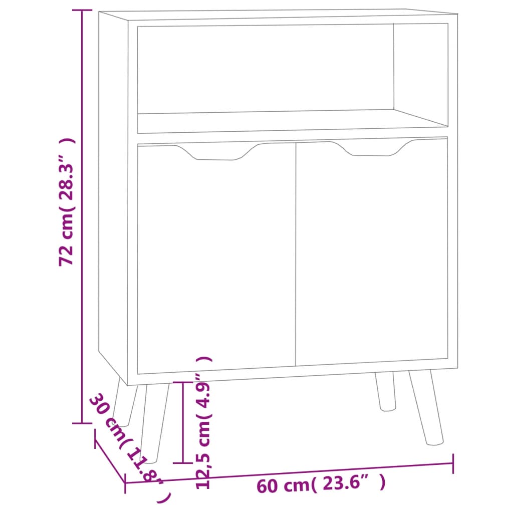 Credenza Bianca 60x30x72 cm in Legno Multistrato | homemem39