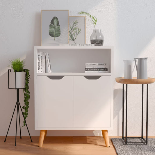 Glossy White Sideboard 60x30x72 cm in Multilayer Wood