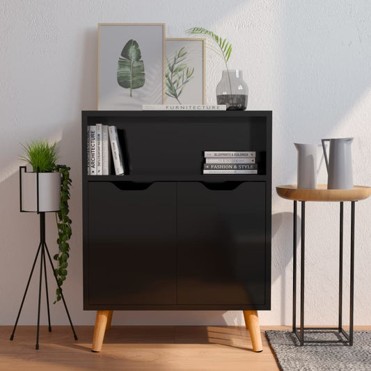 Glossy Black Sideboard 60x30x72 cm in Multilayer Wood