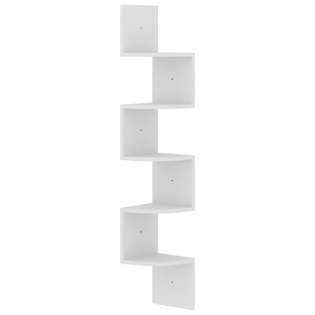 Scaffale Angolare a Muro Bianco 19x19x123 cm Legno Multistrato | homemem39