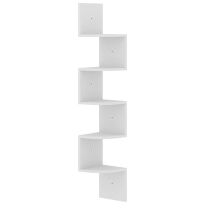 Scaffale Angolare a Muro Bianco 19x19x123 cm Legno Multistrato | homemem39