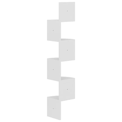 Scaffale Angolare a Muro Bianco 19x19x123 cm Legno Multistrato | homemem39