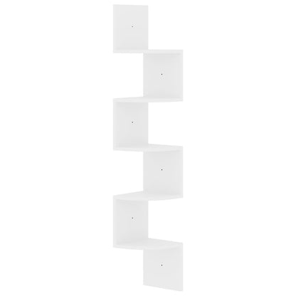 Scaffale Angolare a Muro Bianco Lucido 19x19x123 cm Multistrato | homemem39