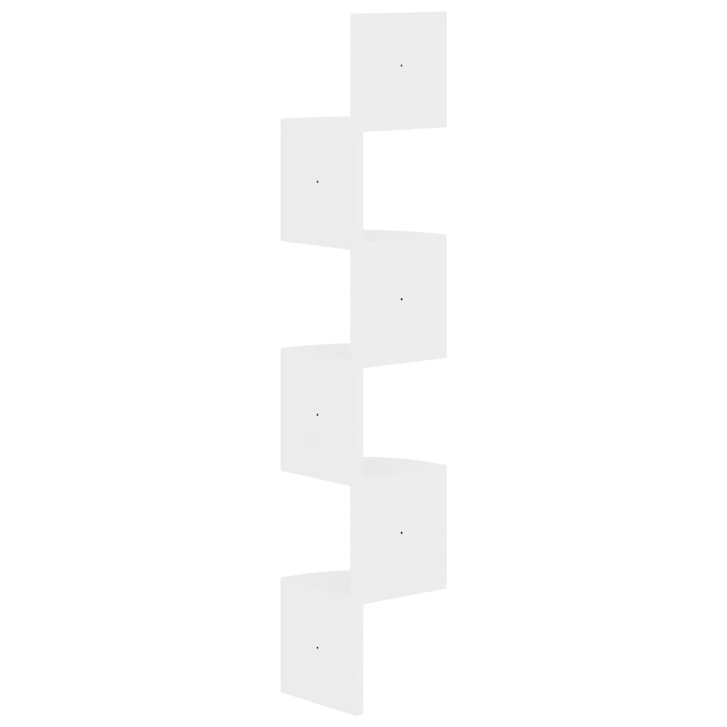 Scaffale Angolare a Muro Bianco Lucido 19x19x123 cm Multistrato | homemem39