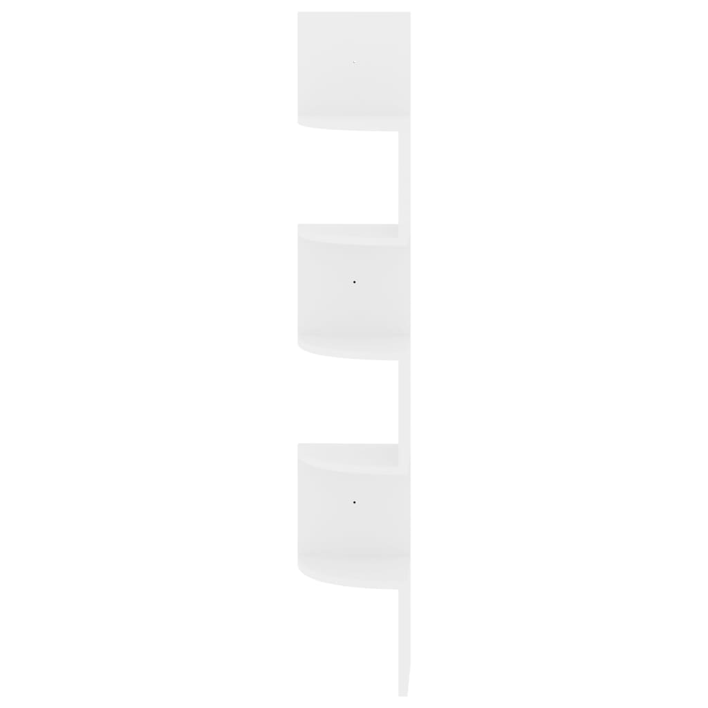 Scaffale Angolare a Muro Bianco Lucido 19x19x123 cm Multistrato | homemem39