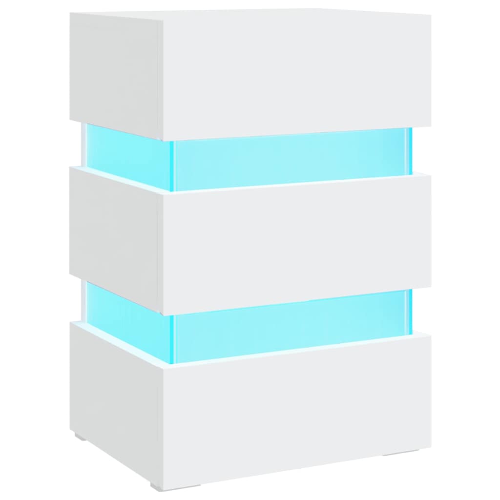 Comodino con Luci LED Bianco 45x35x67 cm in Legno Multistrato | homemem39