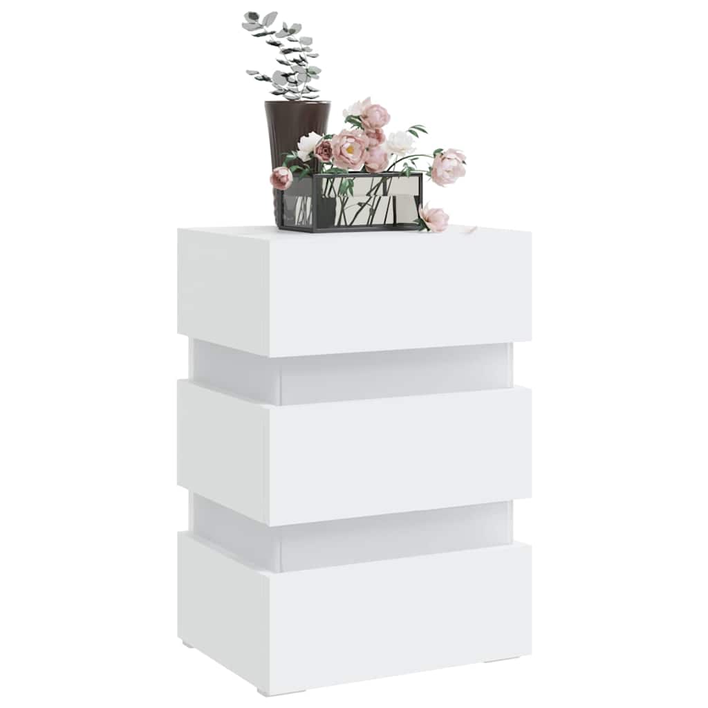 Comodino con Luci LED Bianco 45x35x67 cm in Legno Multistrato | homemem39
