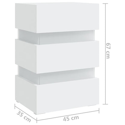 Comodino con Luci LED Bianco 45x35x67 cm in Legno Multistrato | homemem39