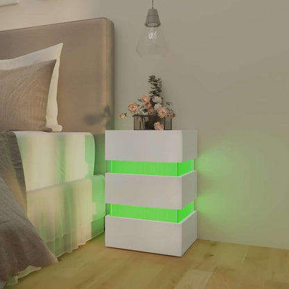 Comodino con Luci LED Bianco 45x35x67 cm in Legno Multistrato | homemem39