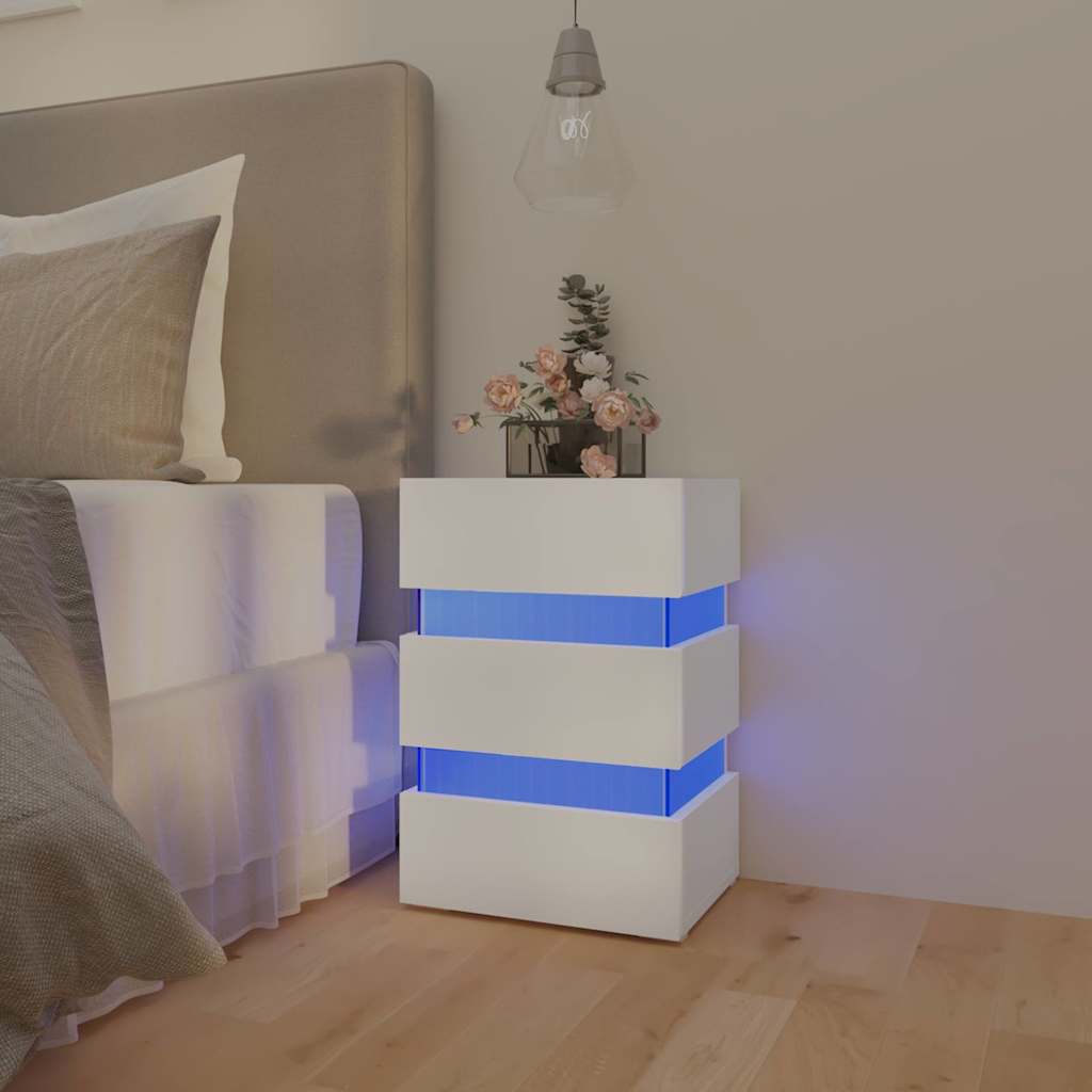 Comodino con Luci LED Bianco 45x35x67 cm in Legno Multistrato - homemem39
