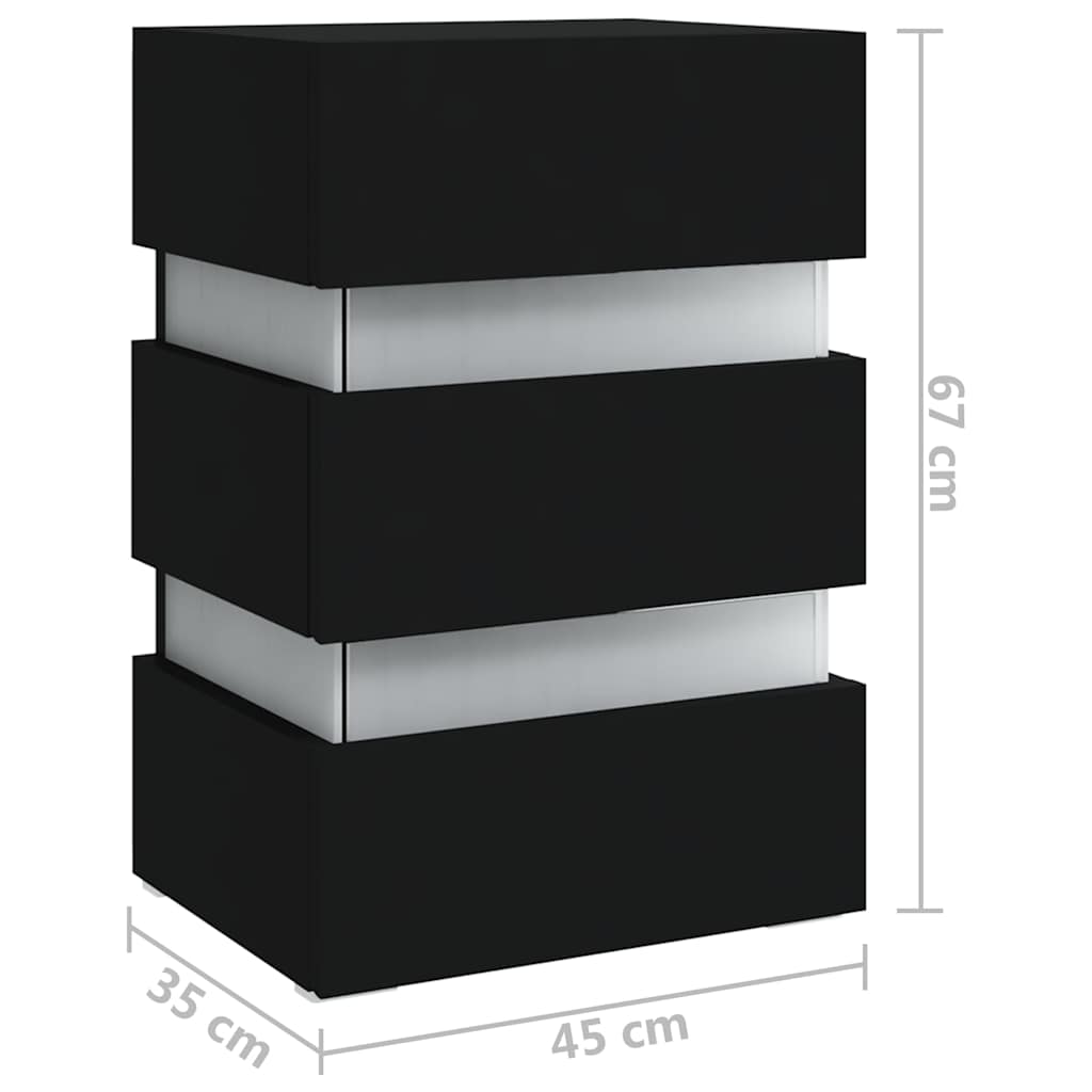 Comodino con Luci LED Nero 45x35x67 cm in Legno Multistrato - homemem39