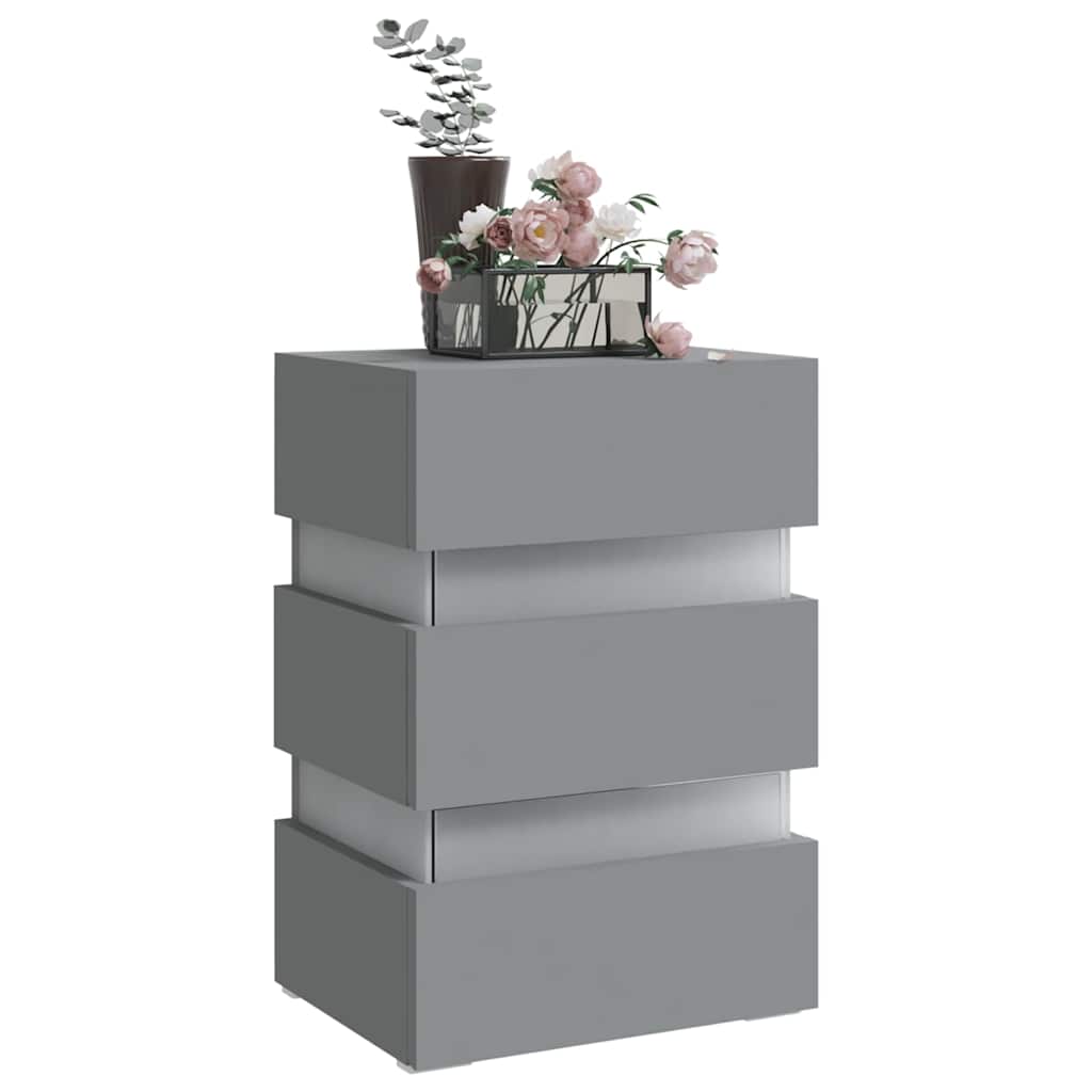 Comodino con Luci LED Grigio 45x35x67 cm in Legno Multistrato - homemem39