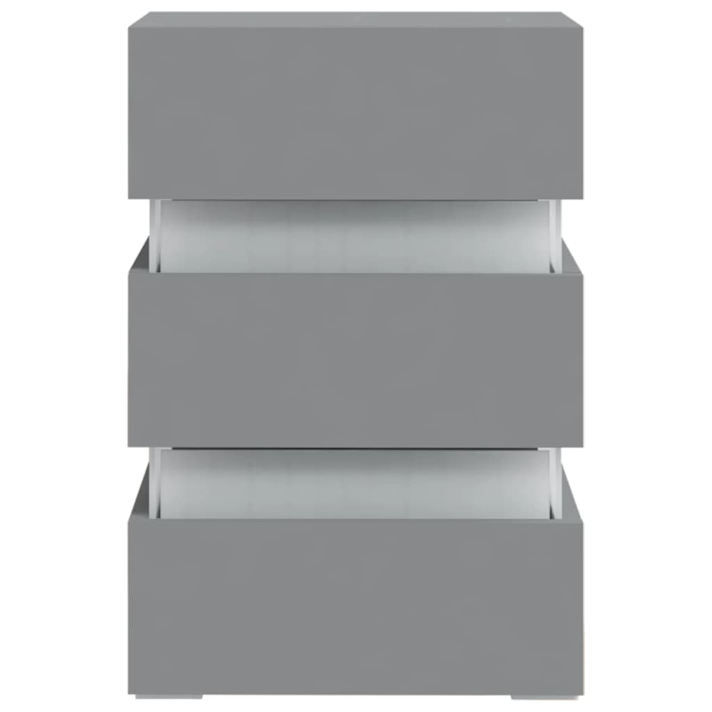 Comodino con Luci LED Grigio 45x35x67 cm in Legno Multistrato - homemem39