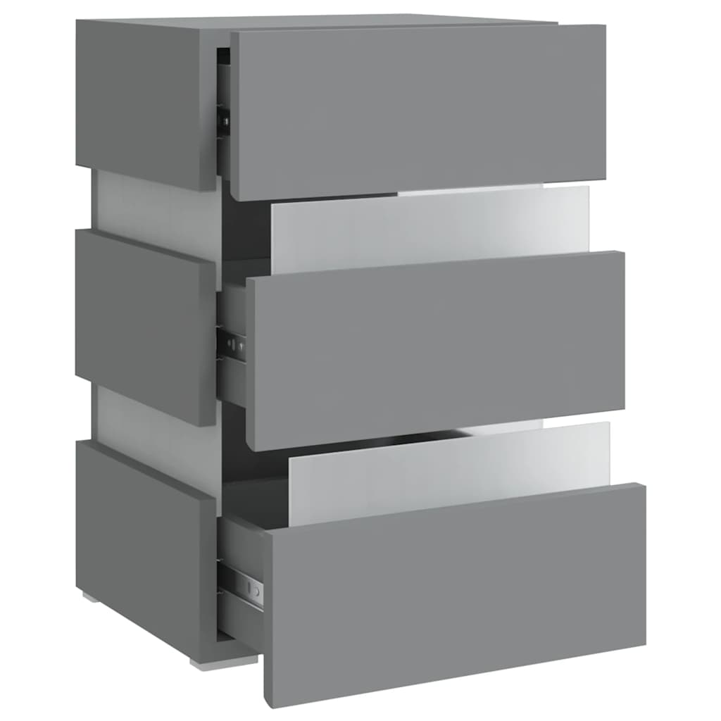 Comodino con Luci LED Grigio 45x35x67 cm in Legno Multistrato - homemem39