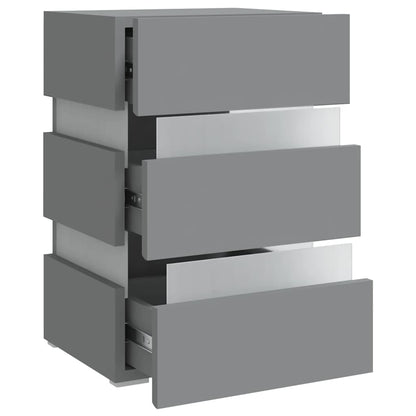 Comodino con Luci LED Grigio 45x35x67 cm in Legno Multistrato - homemem39