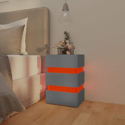 Comodino con Luci LED Grigio 45x35x67 cm in Legno Multistrato - homemem39