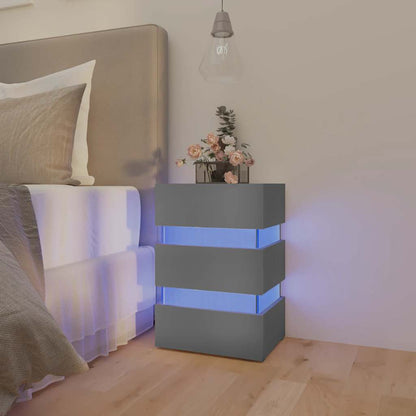 Comodino con Luci LED Grigio 45x35x67 cm in Legno Multistrato - homemem39